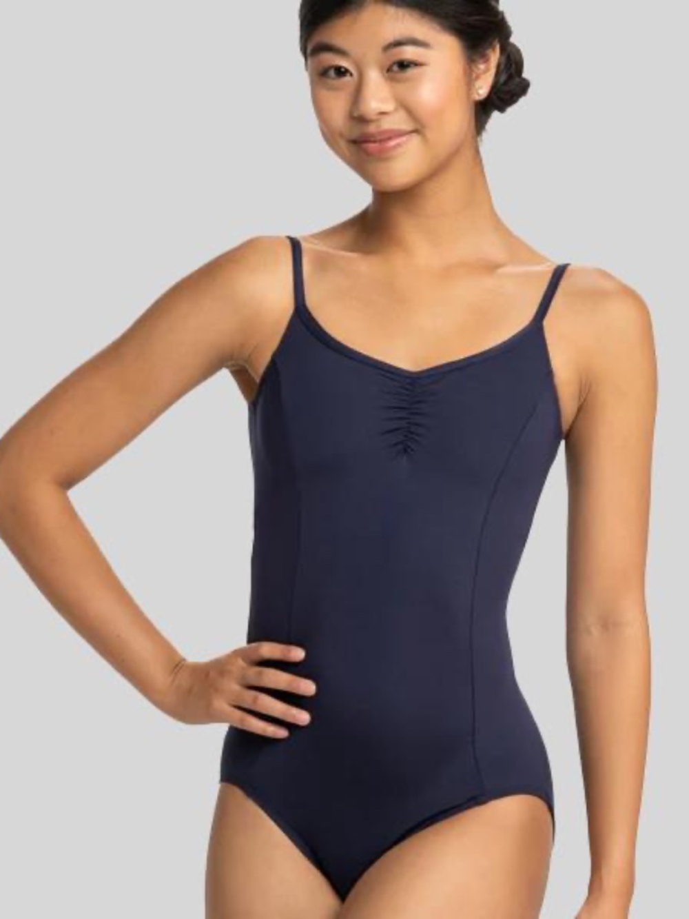 AinslieWear Pinch Front Princess Strap Leotard Navy Size Small Adult
